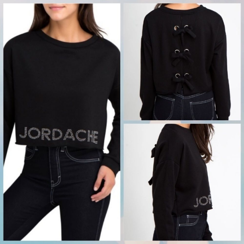 JORDACHE Bow Back Crop Sweatshirt